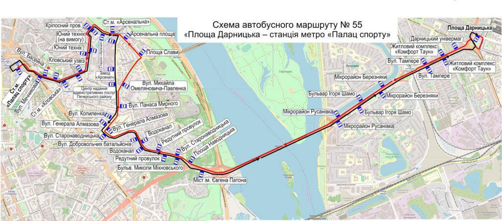 Автобус №55 в Києві: маршрут, розклад онлайн
