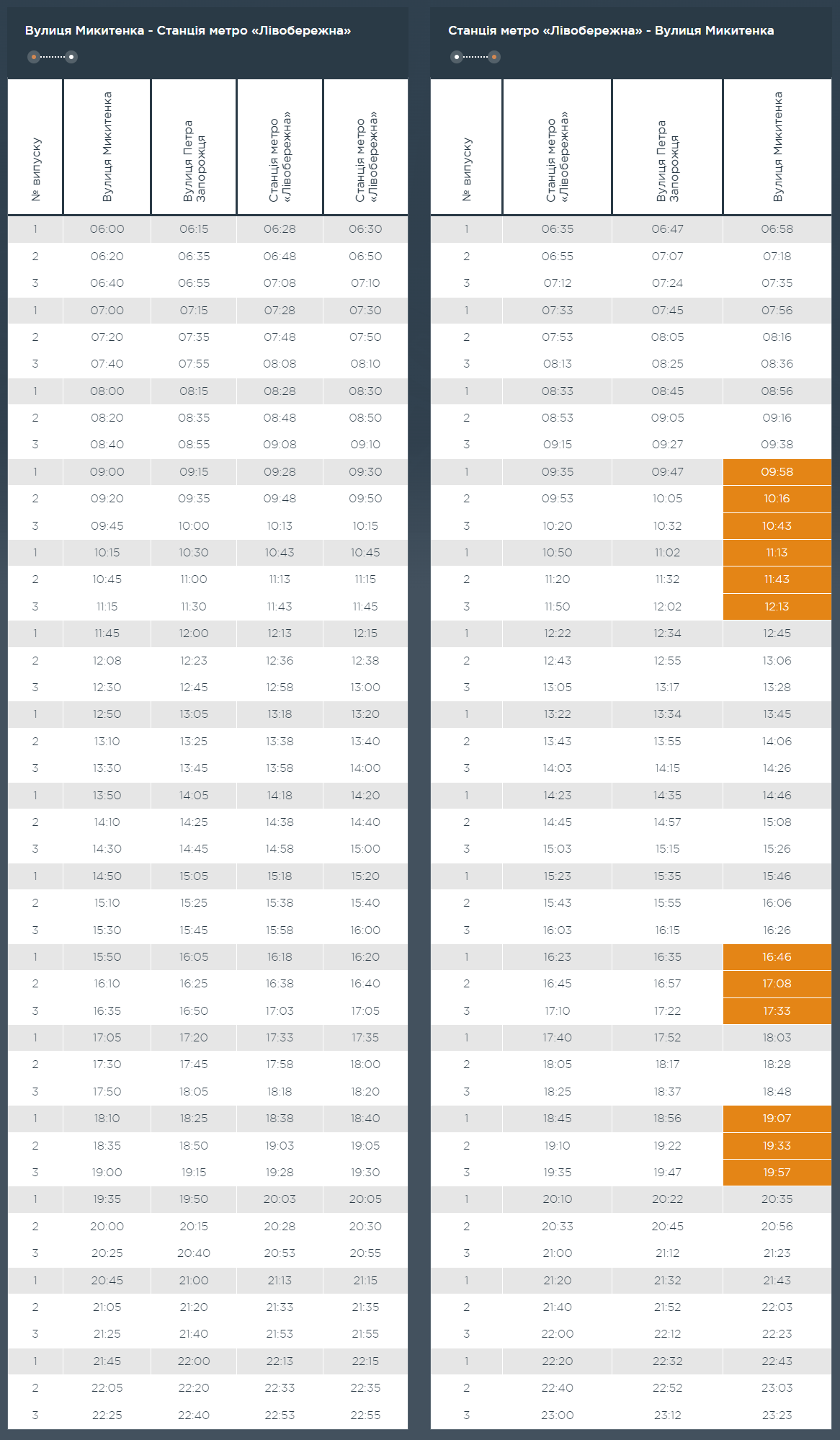 Графік та розклад маршруту 46 в робочі дні