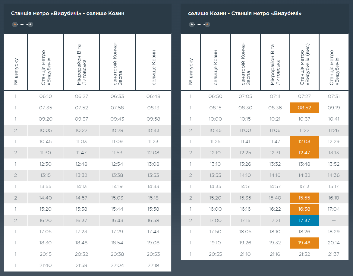 Графік та розклад маршруту 43 в вихідні дн