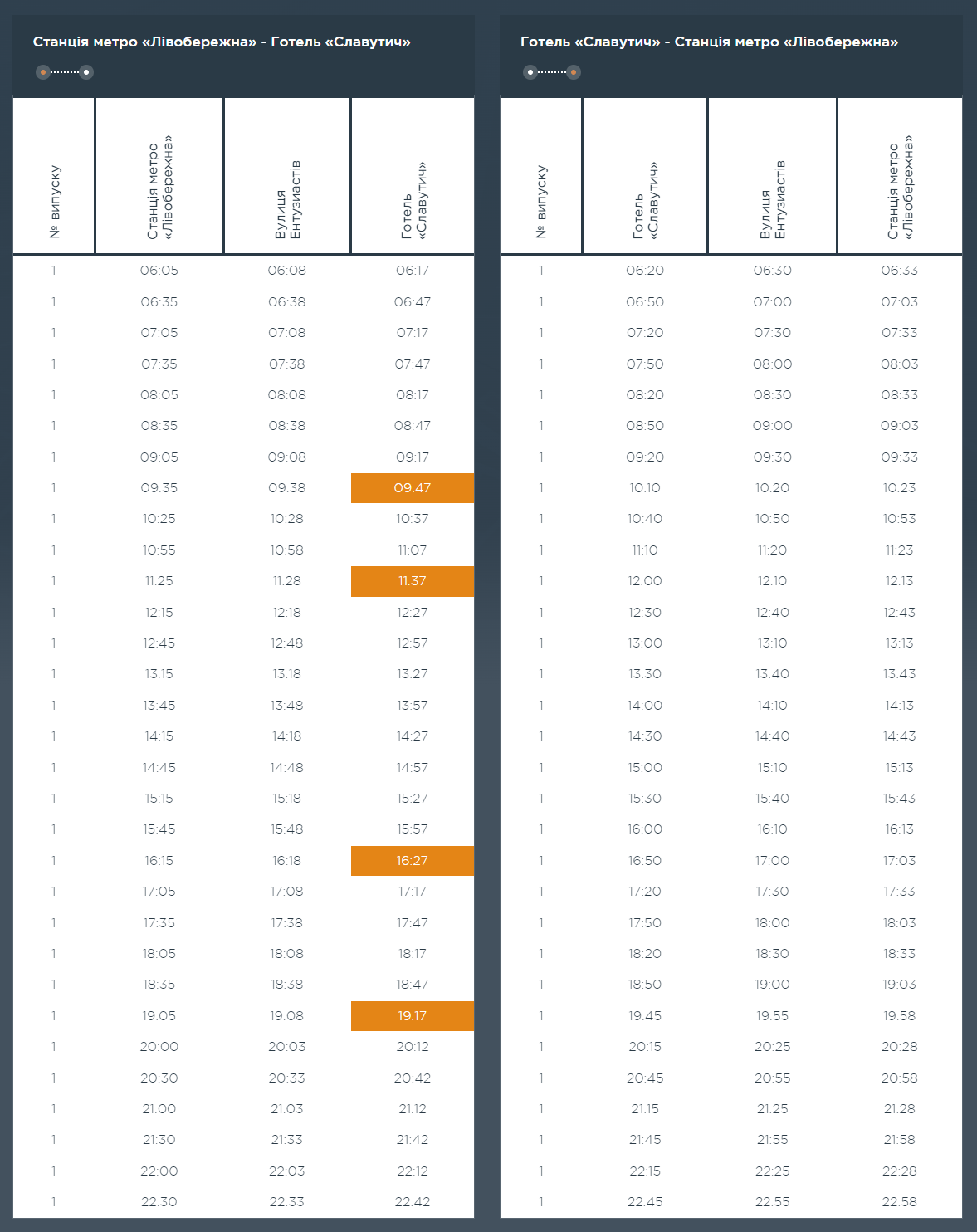 Графік та розклад маршруту 48 в вихідні дні