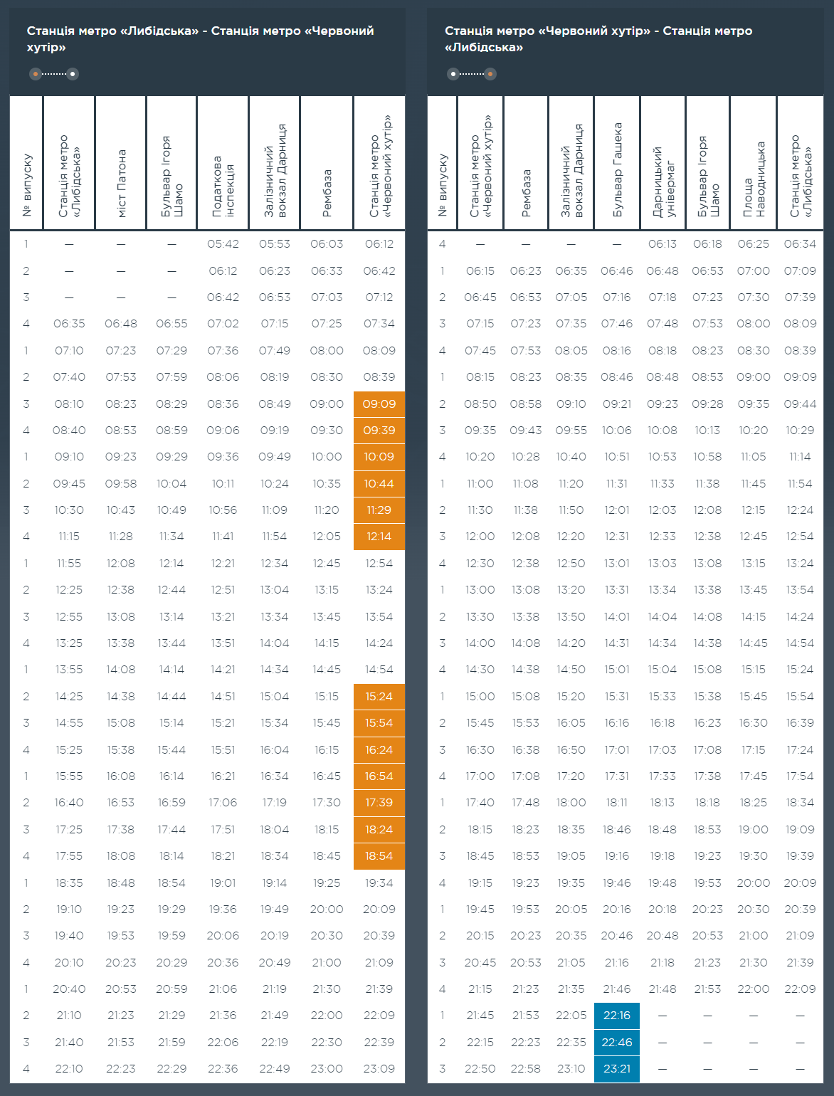 Графік та розклад маршруту 51 в вихідні дні