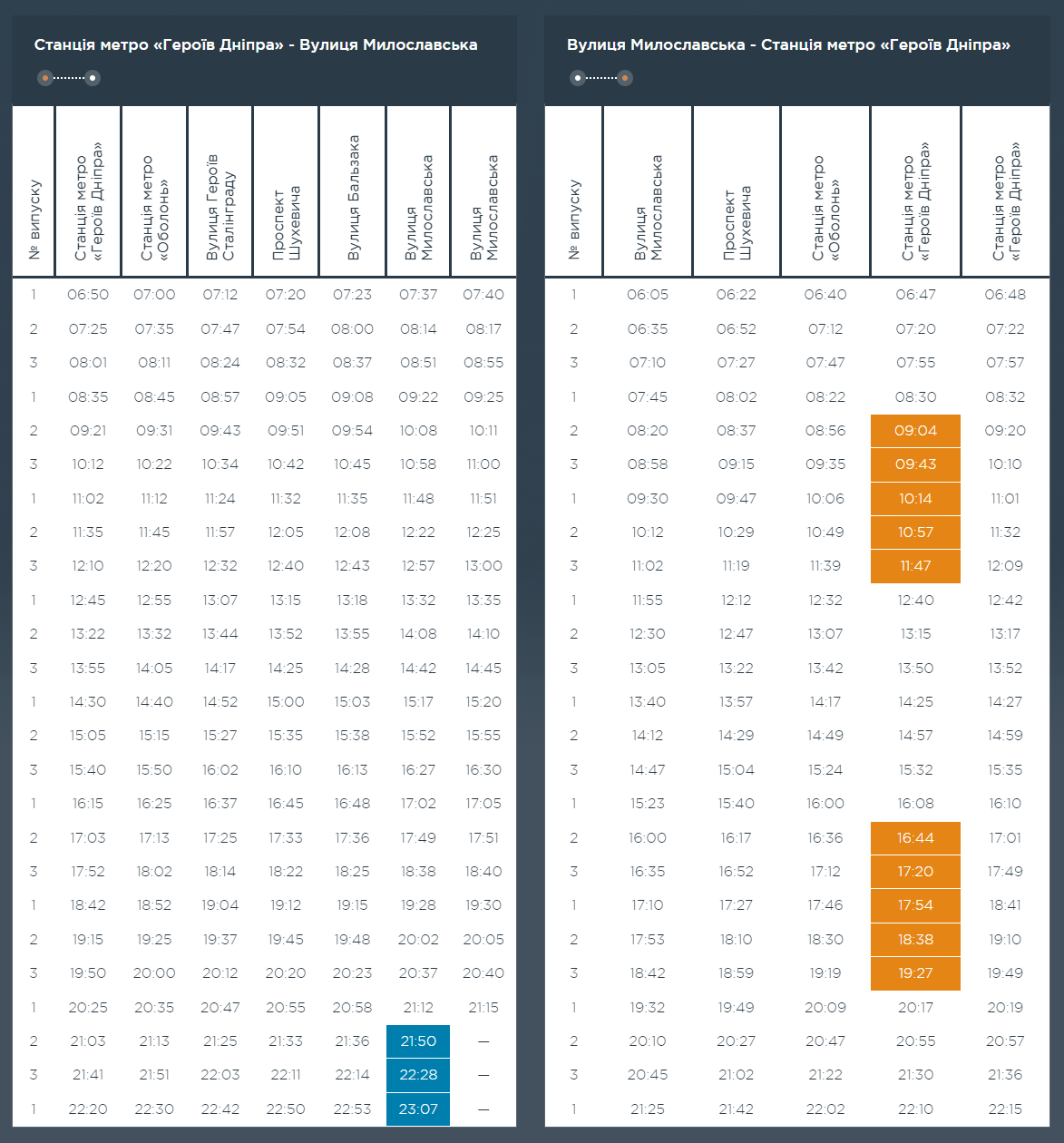 Графік та розклад маршруту 73 в вихідні дні